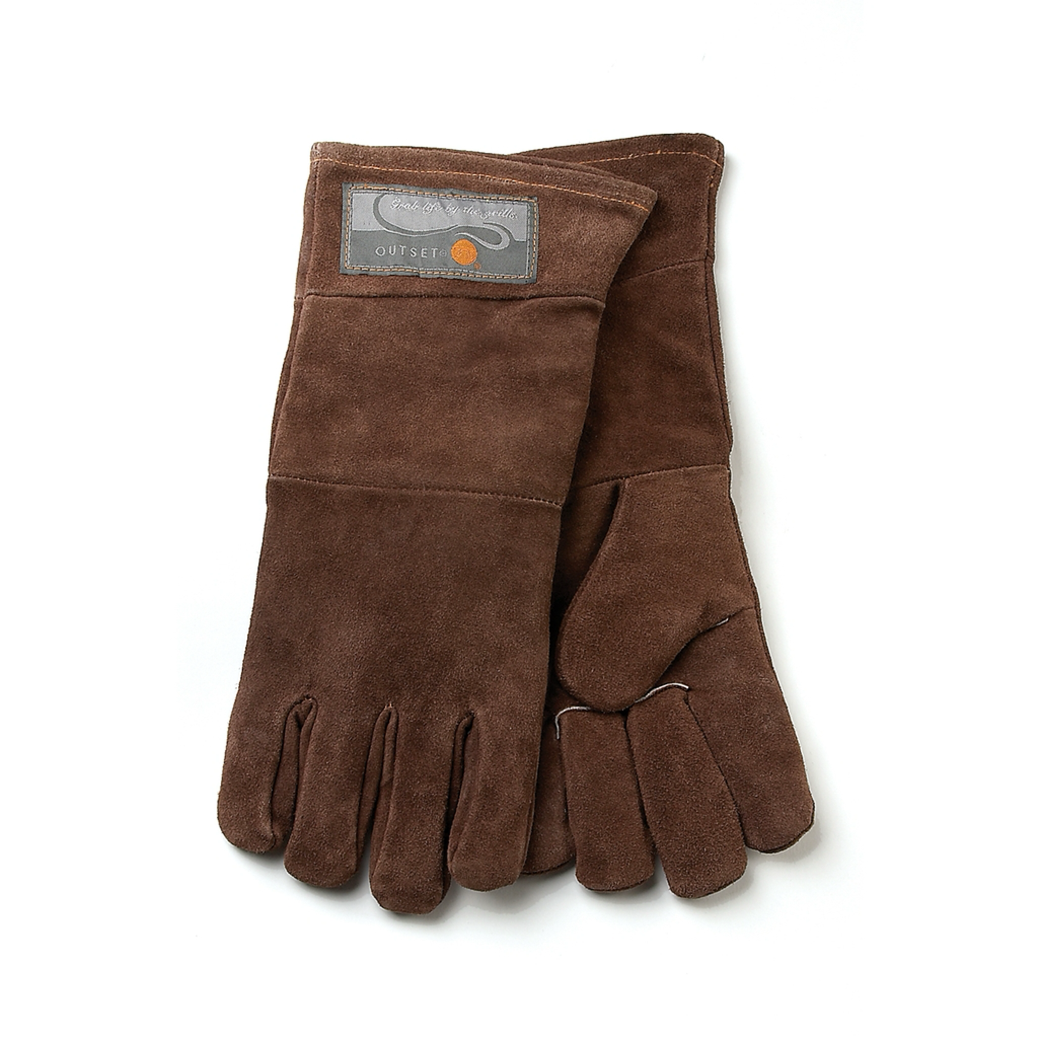 Outset Brown Leather Grill Gloves (set of 2, 15")